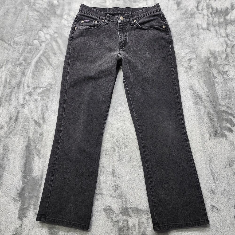 Vintage 90s LEE Riders Jeans Womens 10 P PETITE Black High Rise Straight Leg Mom